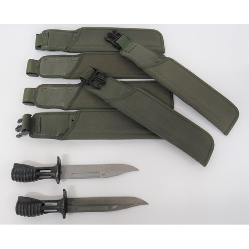 458 - Two SA80 Bayonets
7 inch, single edged, clipped point blades.  Short fullers.  Blackened s... 