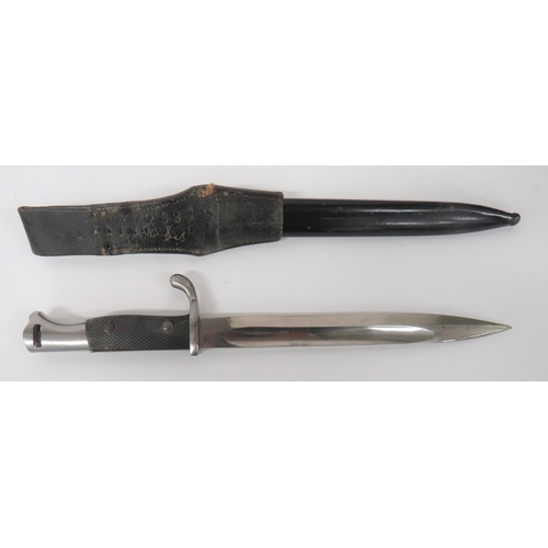 460 - German Kurzes Seitengewehr Bayonet
9 3/4 inch, single edged blade with wide fuller.  Steel, turn up ... 