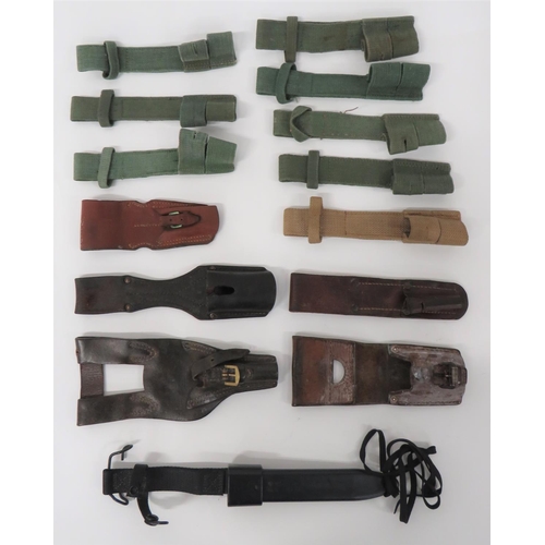 461 - 14 Various Bayonet Frogs
including 7 x dark green webbing SLR frogs ... Khaki, 1937 pattern webbing ... 