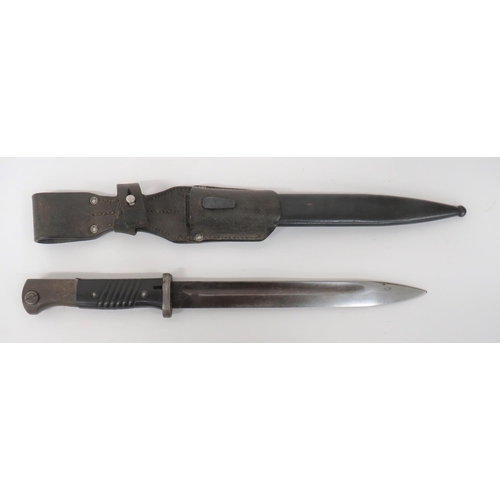 469 - WW2 German K98 Bayonet With Frog
9 1/2 inch, single edged blade with fuller.  Forte marked 