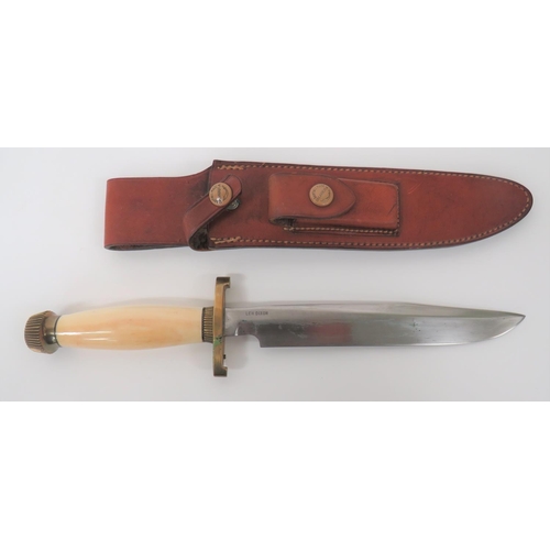 480 - Modern Len Dixon Orlando USA Knife
8 1/4 inch, single edged blade narrowing at the forte.  Blad... 