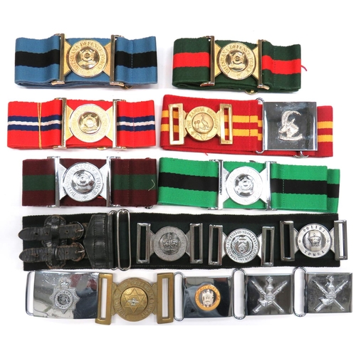 16 x Foreign Stable Belts And Buckles
including plated Botswana Defence Force with belt ... Gilt Botswana Defence Force with belt ... Bi-metal Trinidad and Tobago Regiment buckle ... Plated Tonga Polisi buckle ... Plated Trinidad and Tobago supplemental Police buckle.  16 items.
Bob Betts' collection. 