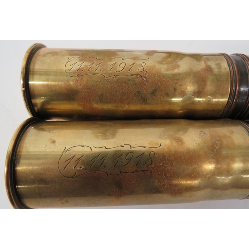 150 - 4 x Various WW1 Shells
consisting 2 x brass, 37 mm shells with brass, fused, steel heads and double ... 