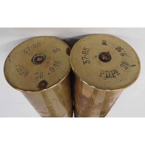 150 - 4 x Various WW1 Shells
consisting 2 x brass, 37 mm shells with brass, fused, steel heads and double ... 