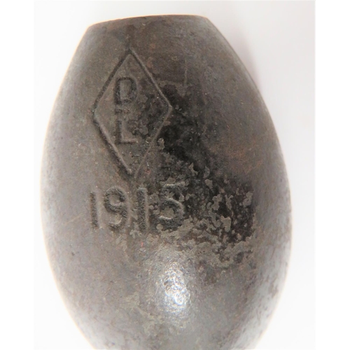 158 - Scarce Inert WW1 No16 Hand Grenade
cast oval body marked DL within a diamond and dated 1915.  L... 