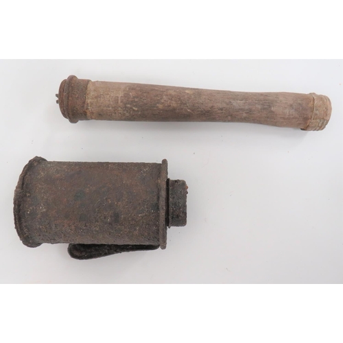 184 - Inert German WW1 M1915 Stick Grenade
pressed steel, canister body.  Side with belt hook.  ... 