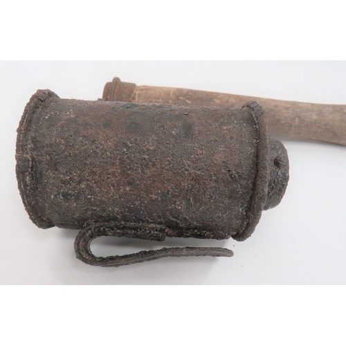 184 - Inert German WW1 M1915 Stick Grenade
pressed steel, canister body.  Side with belt hook.  ... 