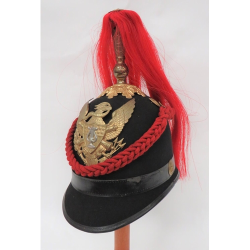 204 - American Artillery Band Field Officer's Helmet c1902
black felt crown.  Rounded peak and rear b... 