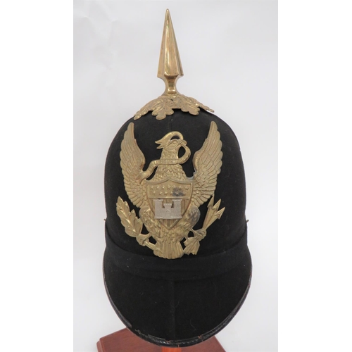 205 - American Engineer Corps Sergeant Helmet Dated 1902
black felt crown.  Rounded peak and rear brim.  L... 