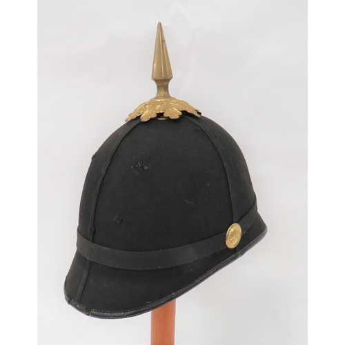 209 - American Cavalry/Infantry Sergeant's Helmet
black felt, two panel crown.  Rounded peak and rear... 