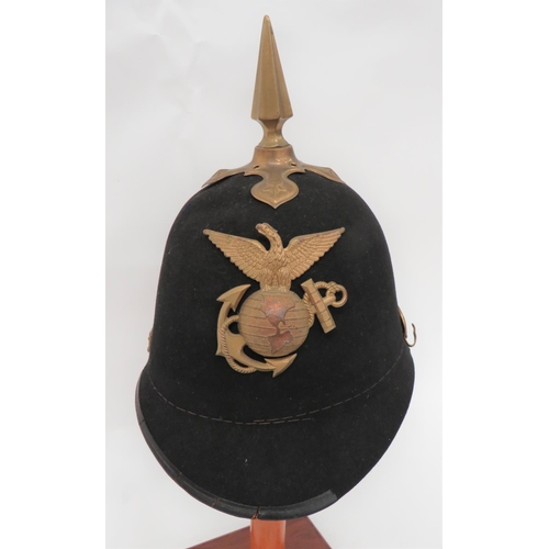 217 - United States Marines Sergeant's Dress Helmet M1882
black felt, single panel crown with reinforced p... 