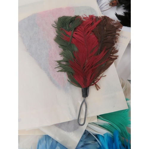 227 - 60 x Various Hat Plumes
including yellow horsehair ... RTR green, red and brown feather ... Green fe... 