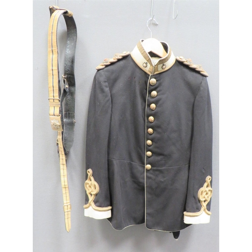 232 - Post 1901 Army Service Corps Dress Uniform And Belt
black melton, single breasted tunic.  High white... 