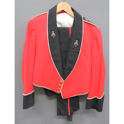 247 - Royal Sussex Regiment Officer's Mess Uniform
short, scarlet, Mess jacket.  Black turn down coll... 