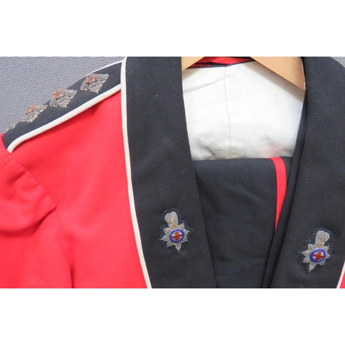 247 - Royal Sussex Regiment Officer's Mess Uniform
short, scarlet, Mess jacket.  Black turn down coll... 