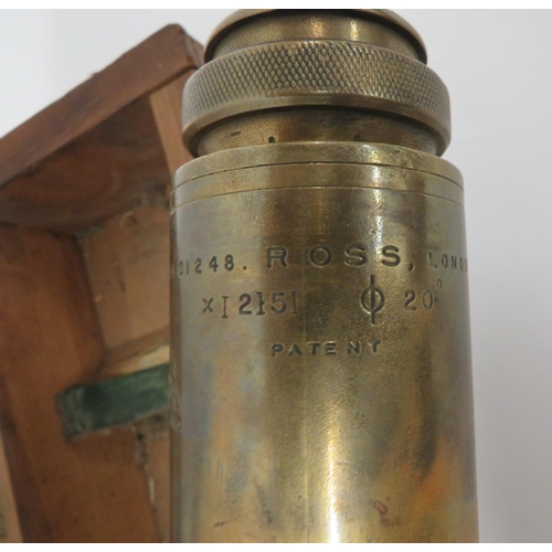 286 - British Brass Gunsight By Ross
brass tubular body with side mounted lens.  End with screw off, ... 