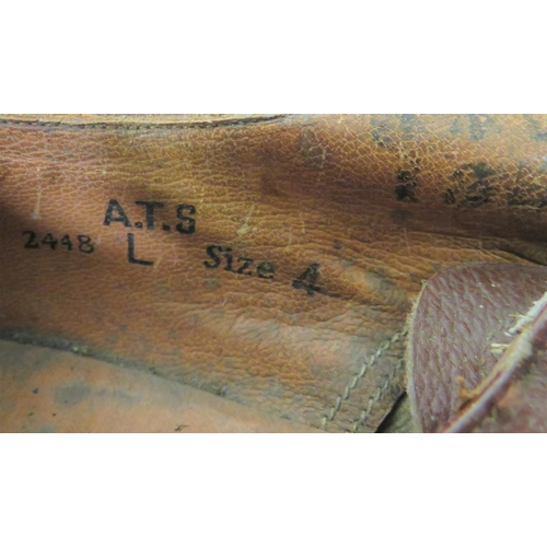 309 - Pair Of ATS Marked Shoes
brown leather shoes.  Leather heels and soles marked 4 with broad arro... 