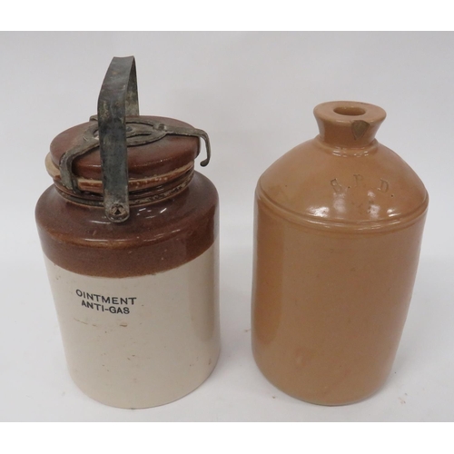 342 - WW2 Anti Gas Ointment Jar And SRD Jar
cream glazed earthenware body with brown glazed top and remova... 