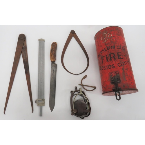 343 - Small Selection Of Various Equipment
consisting George VI , red painted canister 