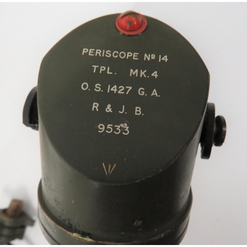 369 - WW1/WW2 No 14 MK4 Periscope In Transit Box
green painted, tubular body.  Lower angled viewing l... 