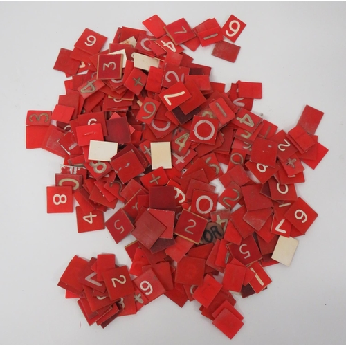 Good Selection Of Aircraft Plotting Markers
quantity of red celluloid rectangles and squares with white letter and numeral marking.  Quantity.