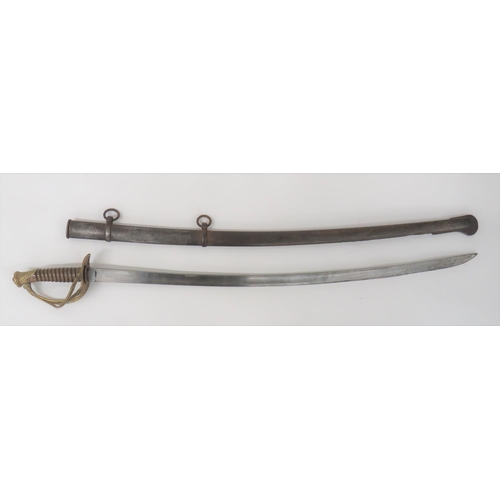 423 - French WW1 Period 1822 Pattern Cavalry Sword
34 1/4 inch, single edged, slightly curved blade.  ... 