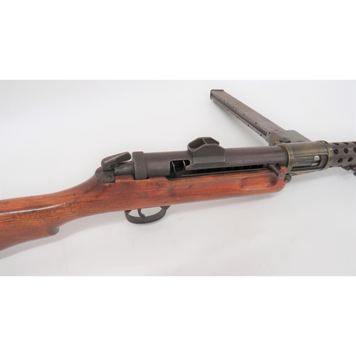 434 - Deactivated Lanchester Sub Machine Gun
9 mm, 8 inch barrel.  Pierced shroud with front hooded s... 