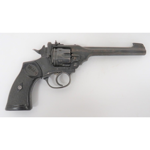 436 - Deactivated Webley MKIV Target Revolver
.22, 6 inch, blued barrel with blade front sight.  Six ... 