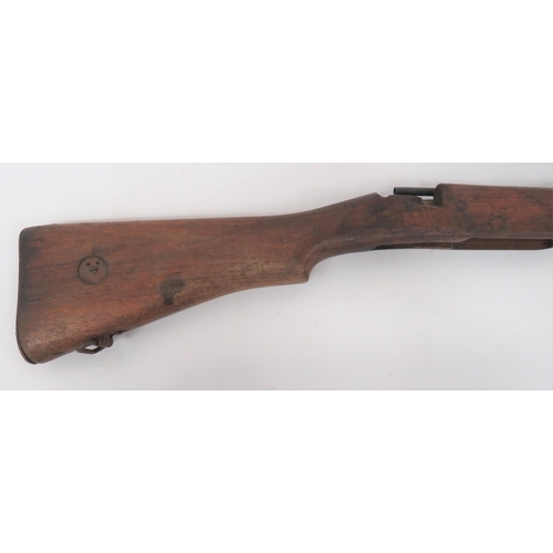 465 - P14 Rifle Stock
full stock woodwork.  Steel butt plate, sling swivel, left side long range disk.  Bu... 