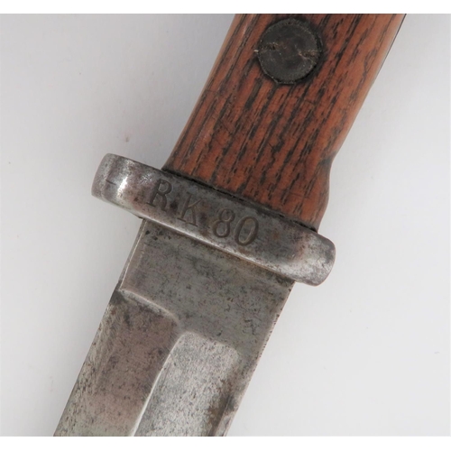 476 - Imperial German Regimentally Stamped M1884/98 Bayonet
9 3/4 inch, single edged blade with fuller. Fo... 