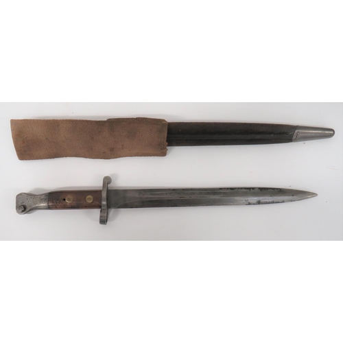 480 - British P1888 MKI Second Type Bayonet
12 inch, double edged blade.  The forte with crowned VR dated ... 