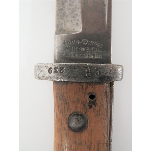 483 - Imperial German Seitengewehr 2nd Type 1884/98 Bayonet
9 3/4 inch, single edged blade with square sid... 