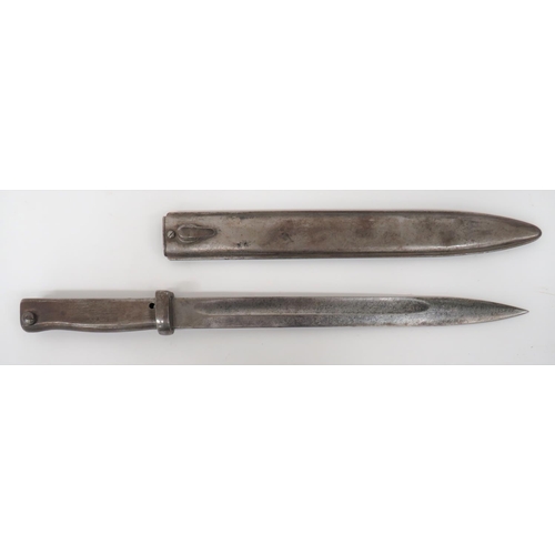 484 - Imperial German M88/98 Ersatz Bayonet
12 1/2 inch, single edged blade with back edge sharpened point... 