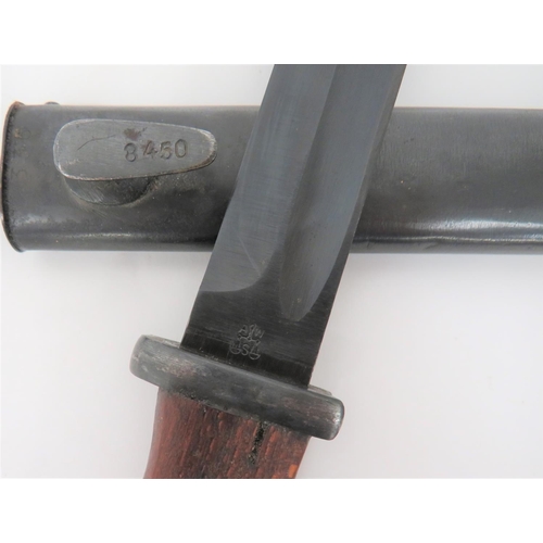 491 - German Seitengewehr M84/98 3rd Model Bayonet
9 3/4 inch, single edged, blued blade with fuller. &nbs... 