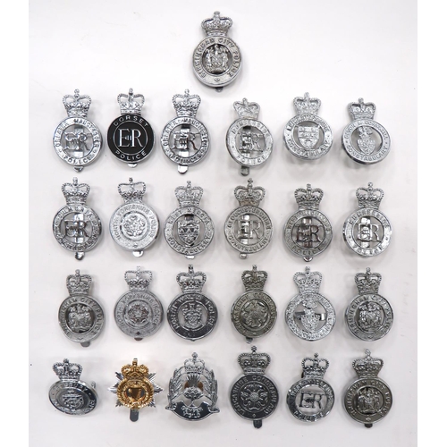 25 x Post 1953 Police Constabulary Cap Badges
plated Queens crown examples include Lancashire Constabulary ... West Midlands Police ... Humberside Police ... West Mercia Constabulary ... Cumbria Constabulary ... Birmingham City Police ... Gloucestershire Constabulary ... North Wales Police ... Devon & Cornwall Constabulary ... Greater Manchester Police.  25 items.