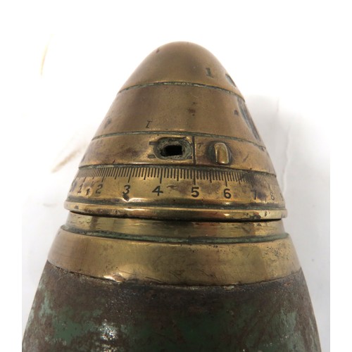 169 - 1918 Dated Inert British 18 Pounder Shell And Head
brass shell.  The base marked 18PRII.  Dated 1918... 