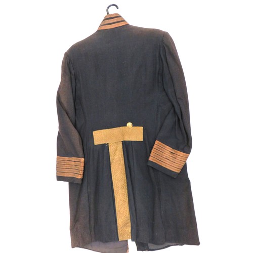 255 - Imperial Russian Style Dress Tunic
black woollen, single breasted, long coat.  High collar with gilt... 