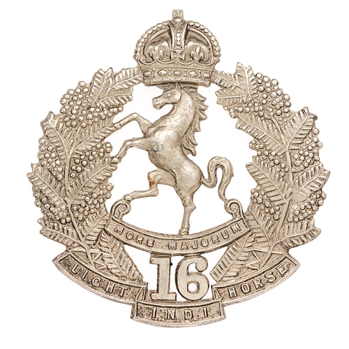 108 - 16th Australian (Indi) Light Horse slouch hat badge circa 1912-18.  Good scarce die-pressed white me... 