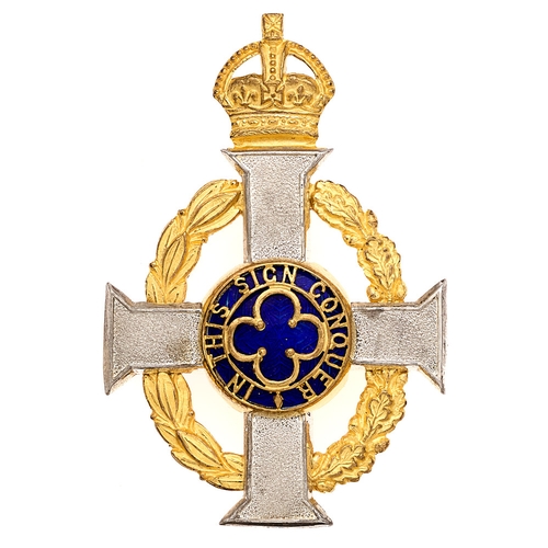 111 - British Army Officiating Chaplain's pre 1953 scarf badge.  Fine large die-cast silvered, gilt and bl... 