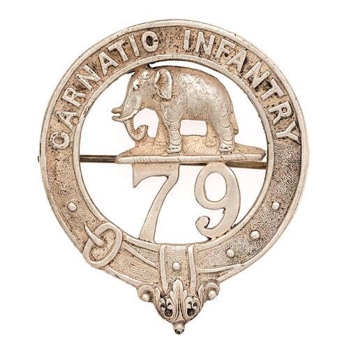 122 - Indian Army. 79th Carnatic Infantry Edwardian Officers's pagri badge circa 1901-03.  Good scarce hea... 