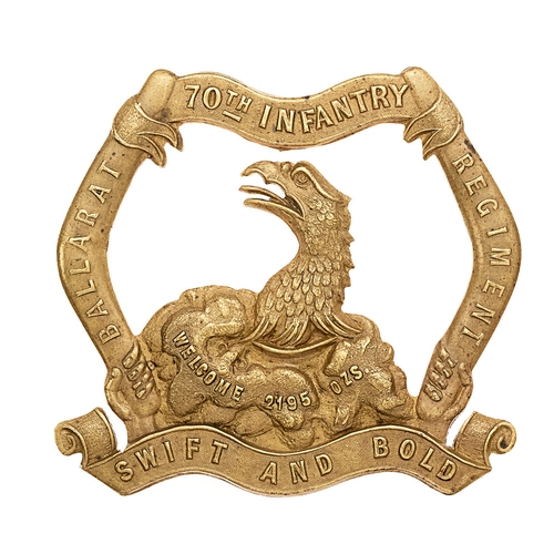 144 - 70th Australian Infantry Ballarat Regiment slouch hat badge circa 1912-18.  Good scarce die-pressed ... 