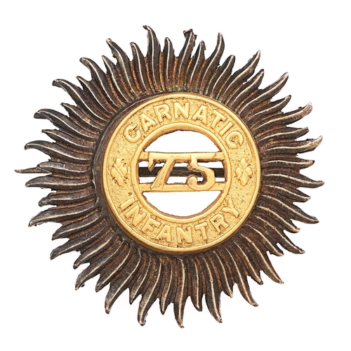 161 - Indian Army. 75th Carnatic Infantry pagri badge circa 1903-22   Good scarce die-stamped silverer Sta... 