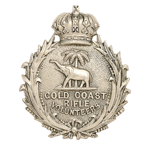 165 - Gold Coast Rifle Volunteers Victorian cap badge circa 1892-1901.   Good British made die-stamped whi... 