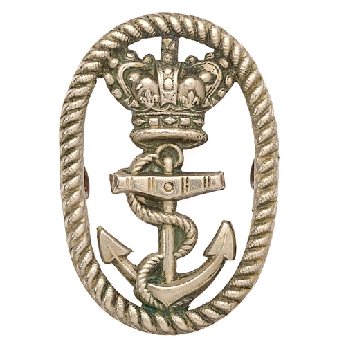 167 - Naval Yard Police Victorian 1st pattern cap badge.  Similar good scarce die-stamped white metal rope... 