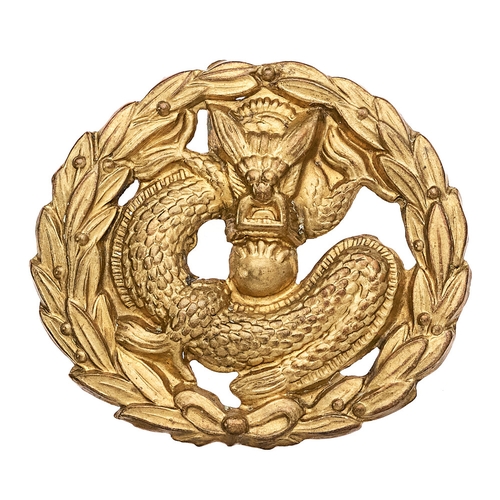 223 - Chinese Labour Corps WW1 cap badge circa 1916-19.  Good rare die-pressed brass Dragon resting in lau... 