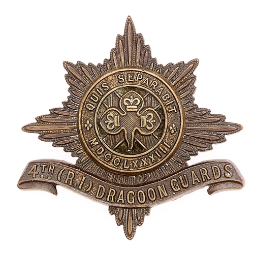 283 - 4th Royal Irish Dragoon Guards OSD cap badge circa 1902-22.  Good scarce die-cast bronze St. Patrick... 