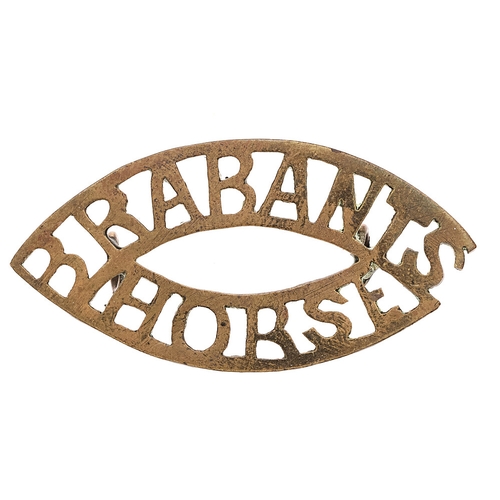 305 - South Africa. Brabant's Horse Boer War sheet brass shoulder title badge.  Good scare elliptical exam... 