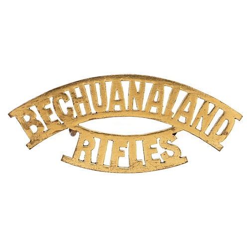 322 - South Africa. Bechuanaland Rifles Boer War sheet brass slouch hat badge.  Good rare arched BECHUANAL... 