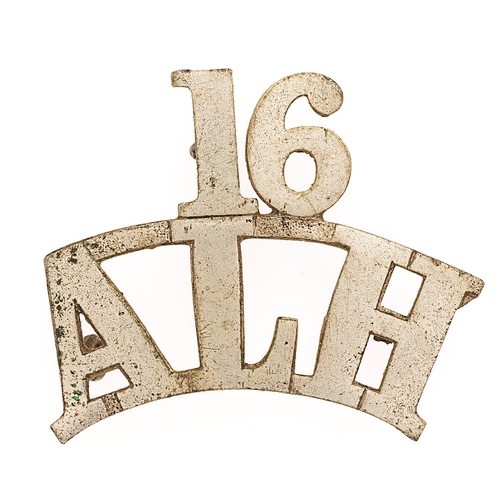 337 - 16/ALH 16th Australian (Indi) Light Horse shoulder title circa 1912-18.  Good scarce die-cast white ... 