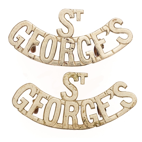 338 - Australian 2 x St. George's English Rifle Regiment shoulder titles c 1900-18.  Good scarce die-cast ... 